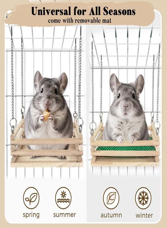 Jevnd Wooden Chinchilla Hammock with Soft Mat for Cage Swing, Chinchilla Bed Hanging Cage Accessories Wood Toys, Indoor Chinchillas Swing House Hut Ledges and Platforms Habitat - Image 5